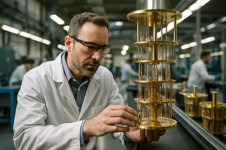 Engineers reviewing instrumentation modules and cables in a test laboratory