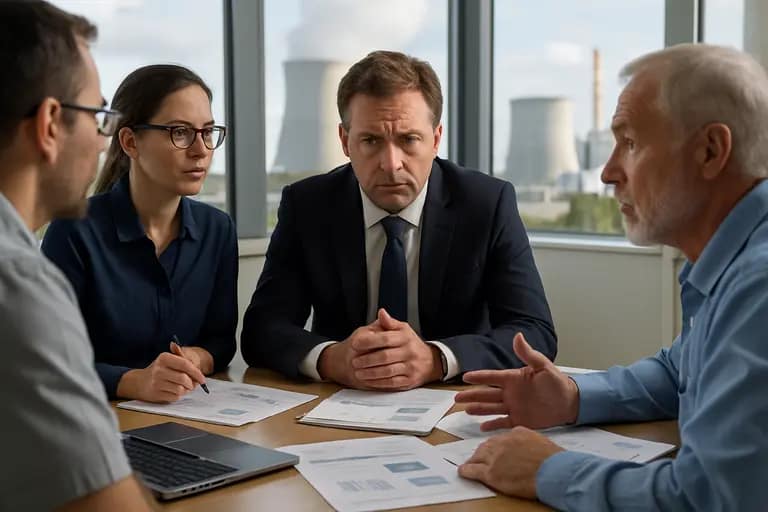 technical team comparing monitoring requirements in a conference room