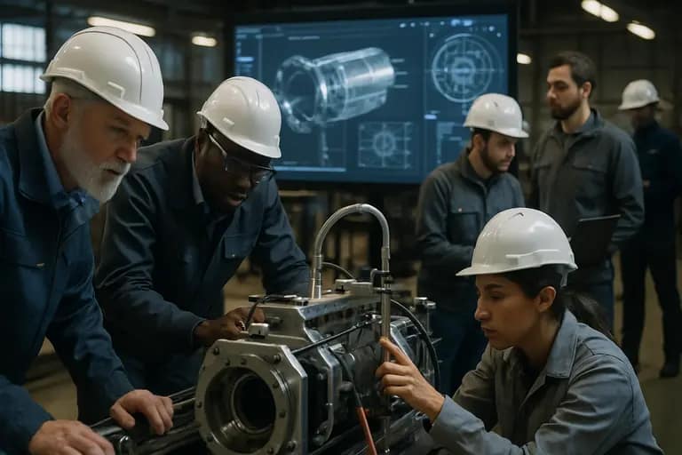 Engineer comparing lab results with factory equipment data
