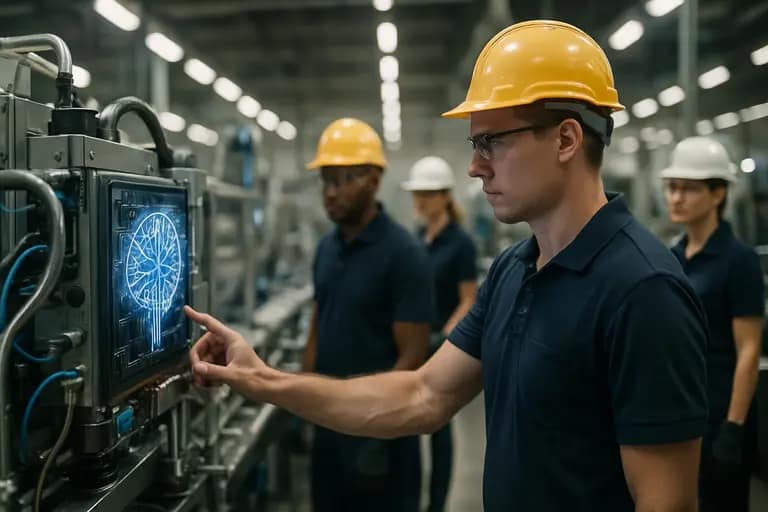 factory sensors mounted near automated equipment on a production line