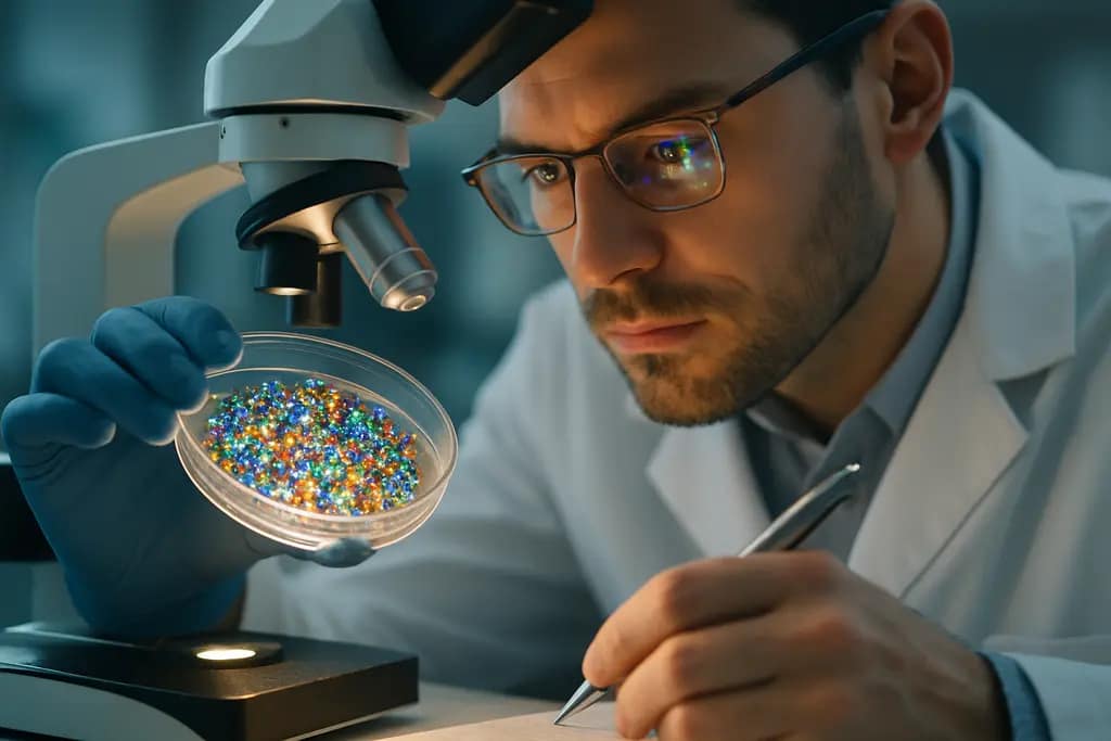 metal nitride nanocrystals shown as particles near printed electronics and implant materials