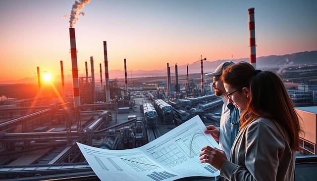 A sprawling industrial complex comes into view, its towering smokestacks and gleaming metal structures bathed in the warm glow of a setting sun. In the foreground, a team of engineers examines a series of technical diagrams, their faces illuminated by the soft light of a laptop screen. Conveyor belts, cranes, and other machinery hum with activity in the middle ground, showcasing the efficient industrial processes at work. In the background, a landscape of rolling hills and distant mountains provides a serene counterpoint to the bustling scene. The overall atmosphere conveys a sense of urgency and purpose, as the engineers work tirelessly to devise innovative solutions to address pressing needs. A sprawling industrial complex comes into view, its towering smokestacks and gleaming metal structures bathed in the warm glow of a setting sun. In the foreground, a team of engineers examines a series of technical diagrams, their faces illuminated by the soft light of a laptop screen. Conveyor belts, cranes, and other machinery hum with activity in the middle ground, showcasing the efficient industrial processes at work. In the background, a landscape of rolling hills and distant mountains provides a serene counterpoint to the bustling scene. The overall atmosphere conveys a sense of urgency and purpose, as the engineers work tirelessly to devise innovative solutions to address pressing needs.