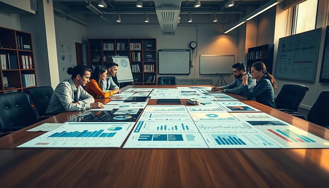 A well-lit, modern office interior with a large conference table. On the table, an array of analytical tools and software interfaces are displayed, including graphs, charts, and dashboards. In the foreground, a team of professionals closely examining the data, deep in discussion. The lighting is warm and professional, with a sense of focus and collaboration. The background features bookshelves, whiteboards, and other accoutrements of a workspace dedicated to solving complex problems. The overall atmosphere conveys a rigorous, thoughtful approach to data analysis and process improvement. A well-lit, modern office interior with a large conference table. On the table, an array of analytical tools and software interfaces are displayed, including graphs, charts, and dashboards. In the foreground, a team of professionals closely examining the data, deep in discussion. The lighting is warm and professional, with a sense of focus and collaboration. The background features bookshelves, whiteboards, and other accoutrements of a workspace dedicated to solving complex problems. The overall atmosphere conveys a rigorous, thoughtful approach to data analysis and process improvement.